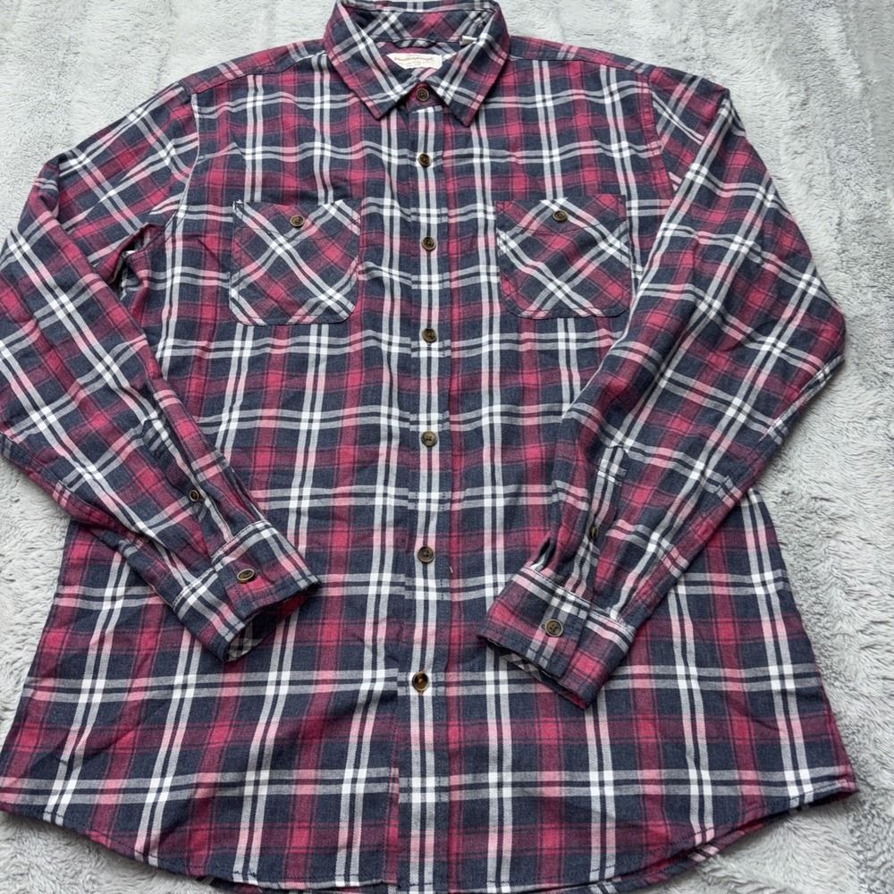 Weatherproof Plaid Long Sleeve Flannel Button Up Shirt size L